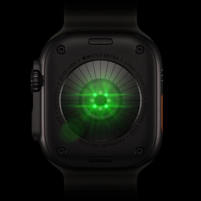 The redesigned optical heart sensor uses larger, more efficient green LEDs and samples heart rate continuously.