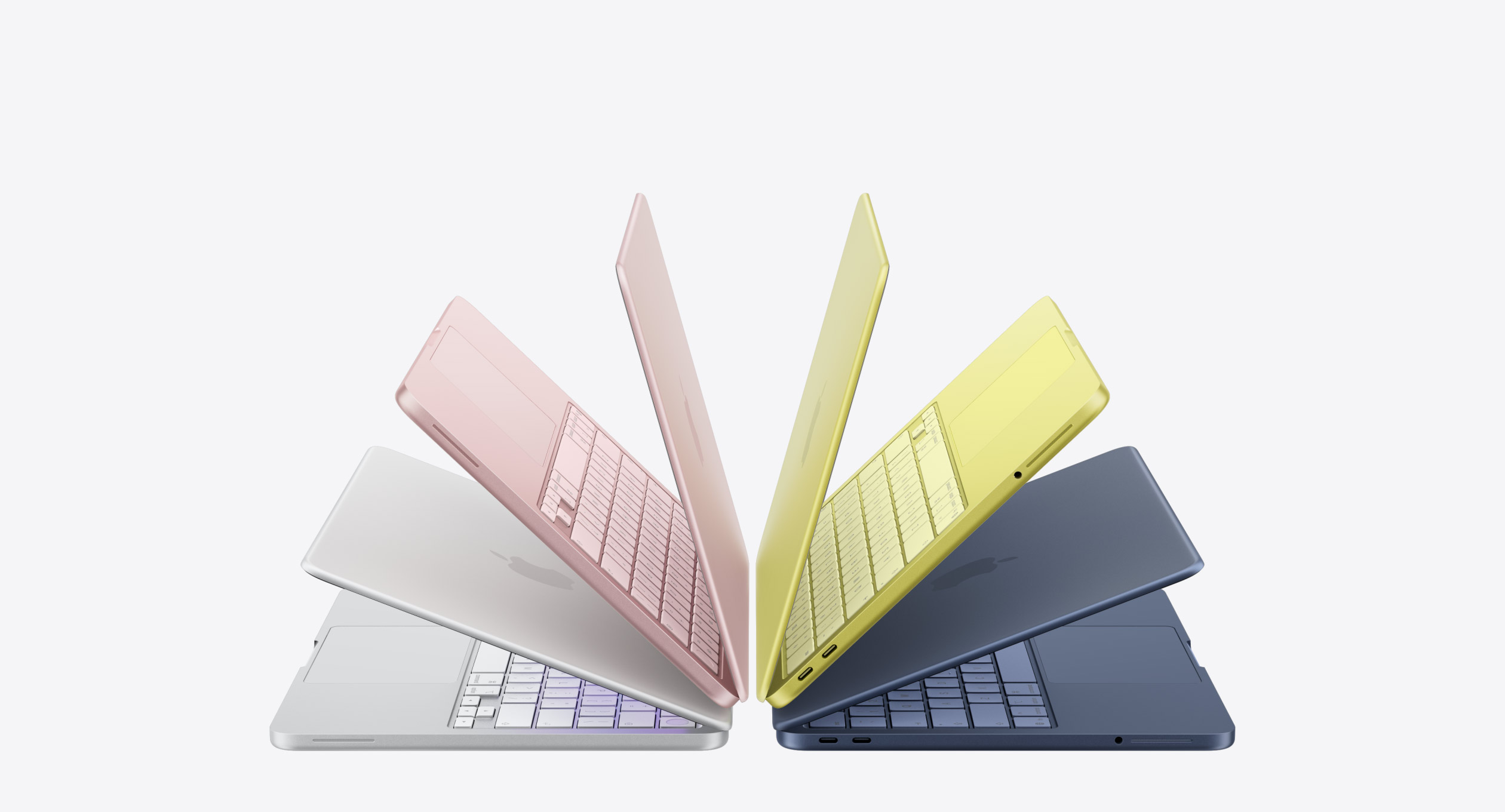 MacBook Neo in all four colors: Silver, Blush, Citrus, and Indigo — the most colorful MacBook lineup Apple has ever shipped.