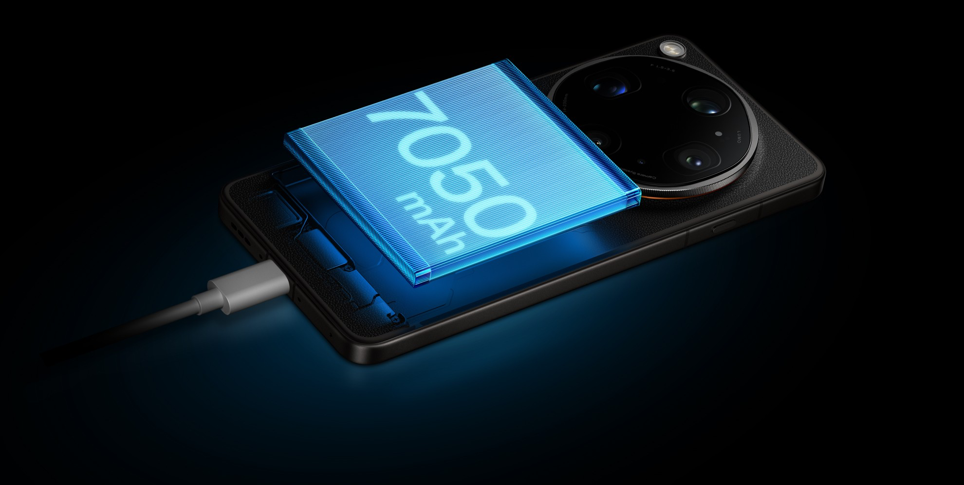 The 7,050mAh battery inside the Find X9 Ultra — 100W wired charging takes it from zero to full in well under an hour.