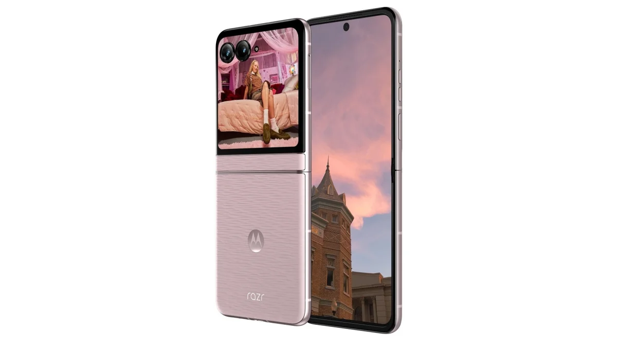 The Razr 2026 in blush pink — one of the more striking base-tier foldables going, and genuinely pocketable.